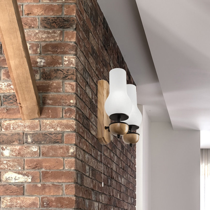 Brilagi - Настенный светильник COTTAGE 2xE14/40W/230V дуб/белый