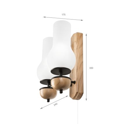 Brilagi - Настенный светильник COTTAGE 2xE14/40W/230V дуб/белый
