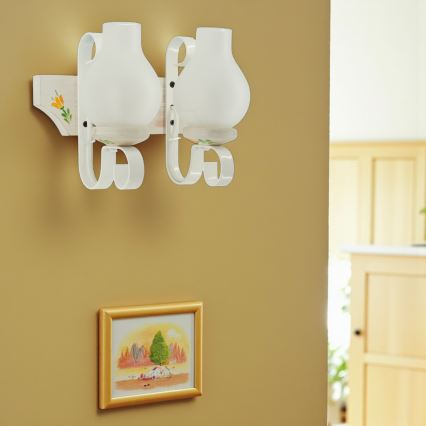 Brilagi - Настенный светильник QUEEN 2xE14/40W/230V бук/кремовый