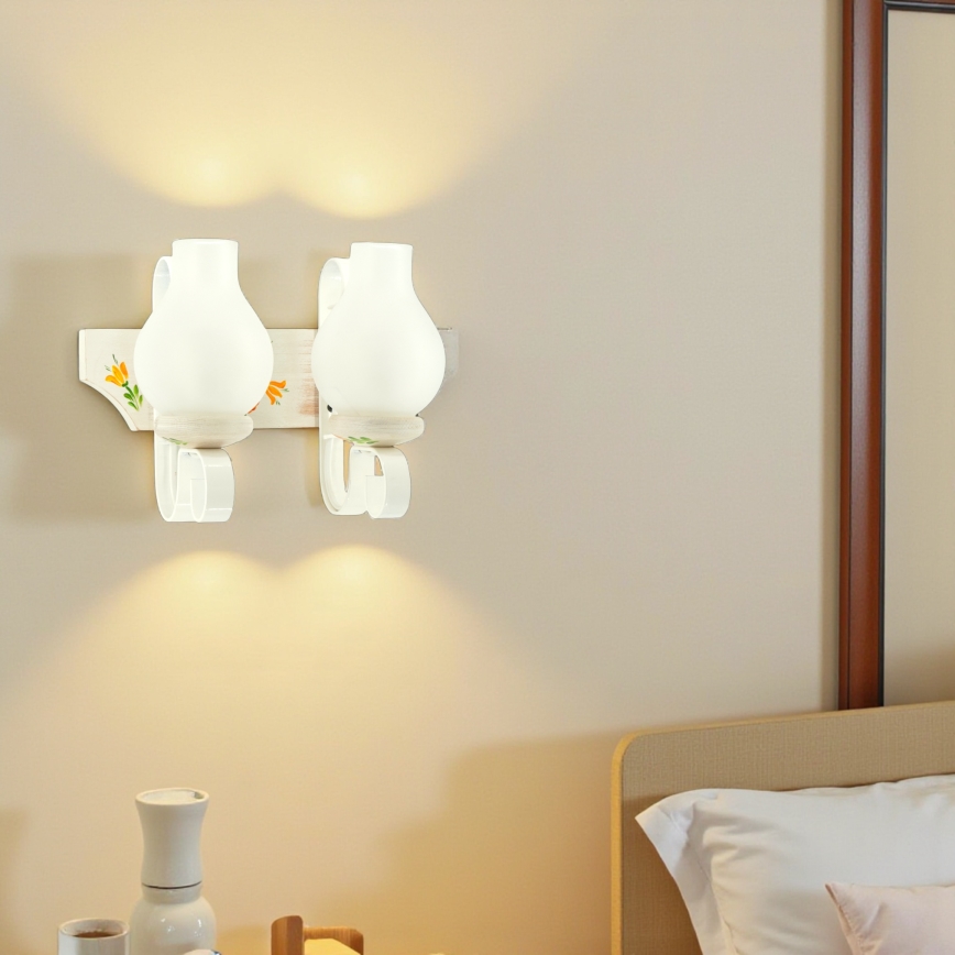 Brilagi - Настенный светильник QUEEN 2xE14/40W/230V бук/кремовый