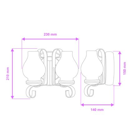 Brilagi - Настенный светильник ROATA APLICA 2xE14/40W/230V бук