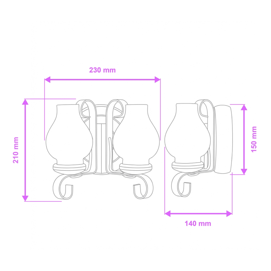 Brilagi - Настенный светильник ROATA APLICA 2xE14/40W/230V бук