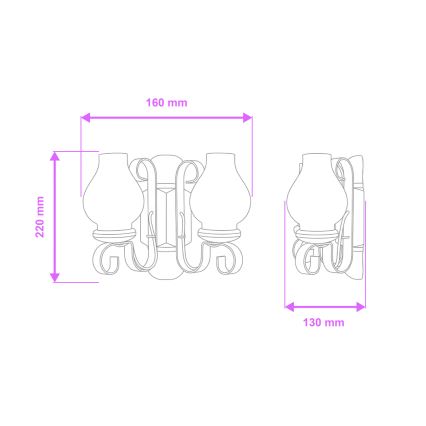 Brilagi - Настенный светильник RUSTIC 2xE14/40W/230V бук