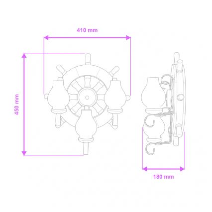 Brilagi - Настенный светильник TIMONA 3xE14/40W/230V бук