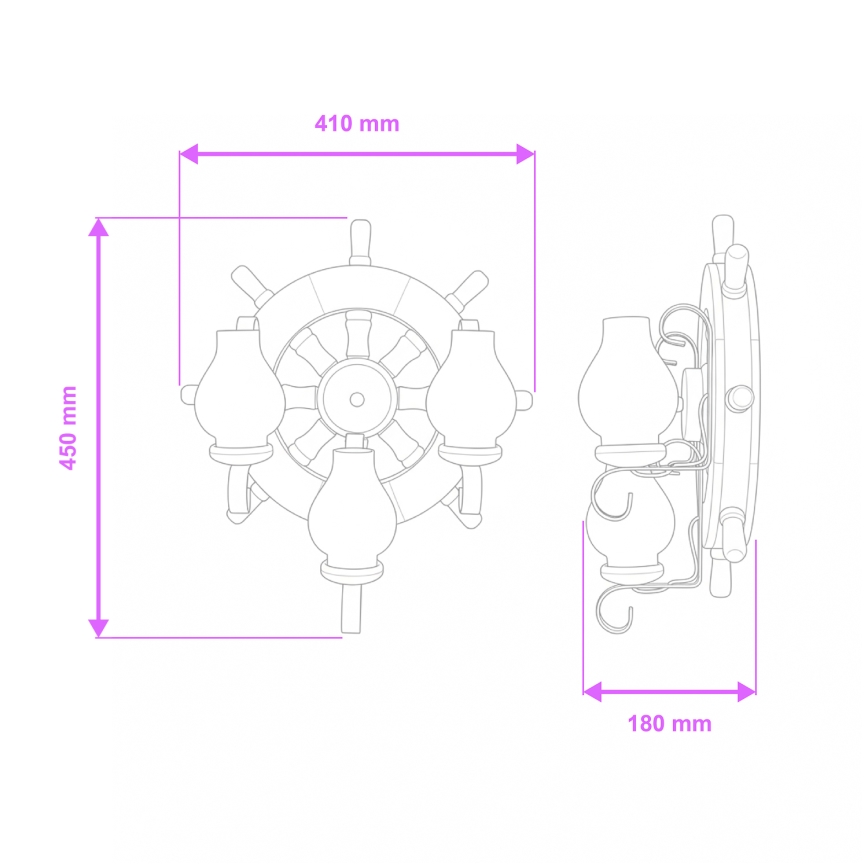 Brilagi - Настенный светильник TIMONA 3xE14/40W/230V бук