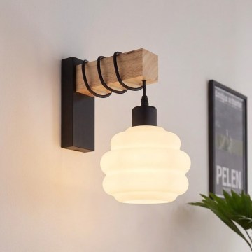 BRILAGI - Настенный светильник WOOD GLASS 1xE27/60W/230V сосна/чёрный/белый