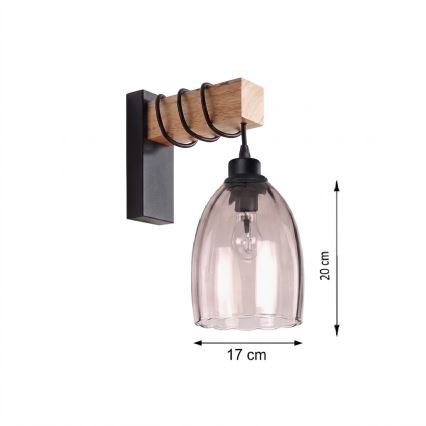 BRILAGI - Настенный светильник WOOD GLASS 1xE27/60W/230V сосна/чёрный/дымчато-бежевый