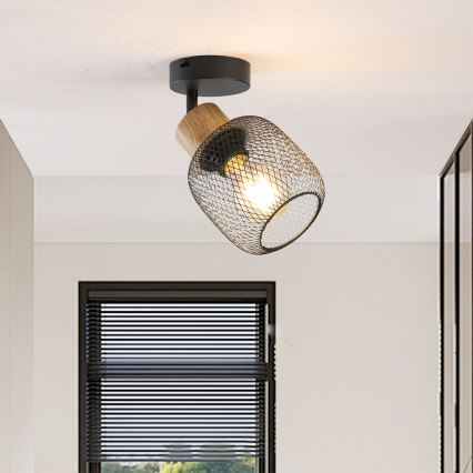 Brilagi - Настенный точечный светильник BASKLITE 1xE27/15W/230V резиновое дерево/черный