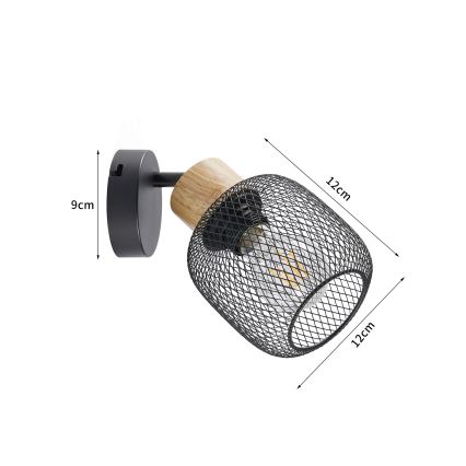 Brilagi - Настенный точечный светильник BASKLITE 1xE27/15W/230V резиновое дерево/черный