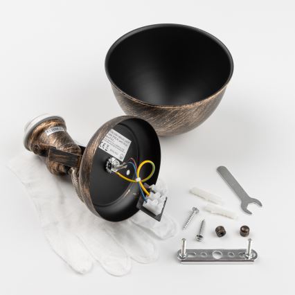 Brilagi - Настенный точечный светильник TECHNO 1xE27/60W/230V бронзовый/патина