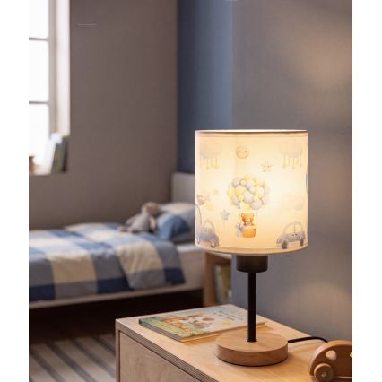 BRILAGI - Дитяча настільна лампа BOBO WOOD 1xE27/25W/230V дуб/чорна/біла/синя/ведмежата