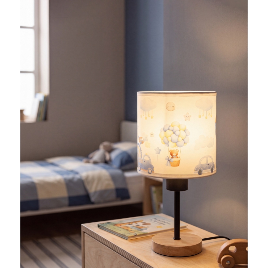 BRILAGI - Дитяча настільна лампа BOBO WOOD 1xE27/25W/230V дуб/чорна/біла/синя/ведмежата