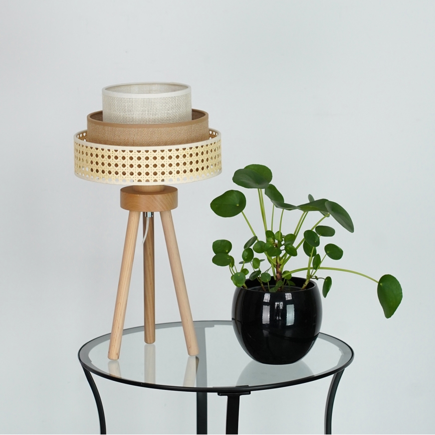 Brilagi - Настільна лампа CEDAR LUNETA 1xE27/15W/230V ротанг/коричневий/кремовий