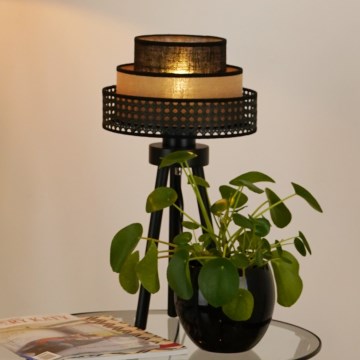 Brilagi - Настільна лампа DAKOTA LUNETA 1xE27/15W/230V чорна/ротанг