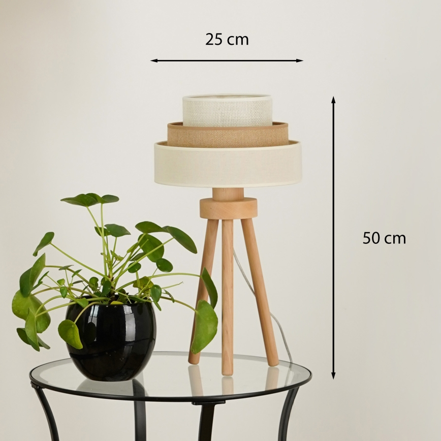 Brilagi - Настільна лампа DENVER LUNETA 1xE27/15W/230V бежевий/коричневий/кремовий