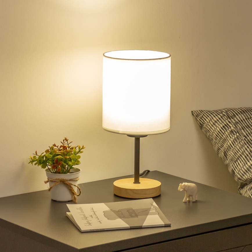 Brilagi - Настільна лампа NUBILA WOOD 1xE27/25W/230V дуб/білий