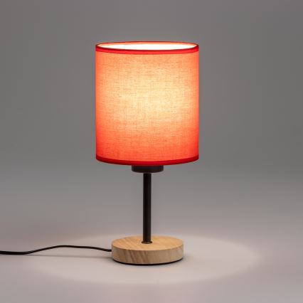 Brilagi - Настільна лампа NUBILA WOOD 1xE27/25W/230V дуб/червоний