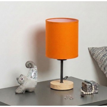Brilagi - Настільна лампа NUBILA WOOD 1xE27/25W/230V дуб/чорна/помаранчева
