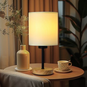 Brilagi - Настільна лампа NUBILA WOOD 1xE27/25W/230V дуб/чорний/кремовий