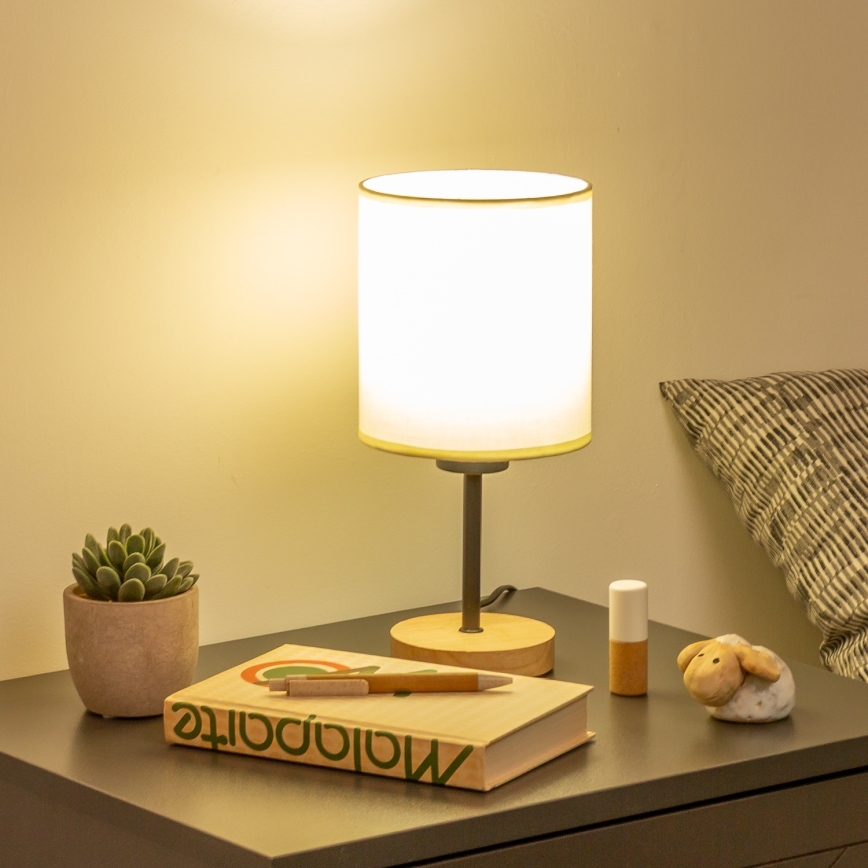 Brilagi - Настільна лампа NUBILA WOOD 1xE27/25W/230V дуб/чорний/кремовий