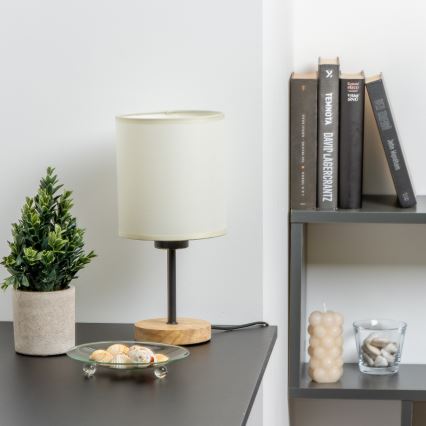 Brilagi - Настільна лампа NUBILA WOOD 1xE27/25W/230V дуб/чорний/кремовий