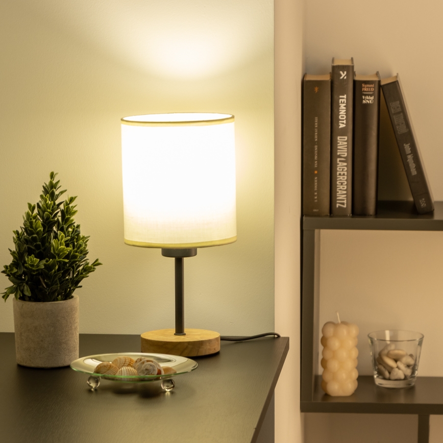 Brilagi - Настільна лампа NUBILA WOOD 1xE27/25W/230V дуб/чорний/кремовий