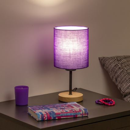 Brilagi - Настільна лампа NUBILA WOOD 1xE27/25W/230V дуб/фіолетовий