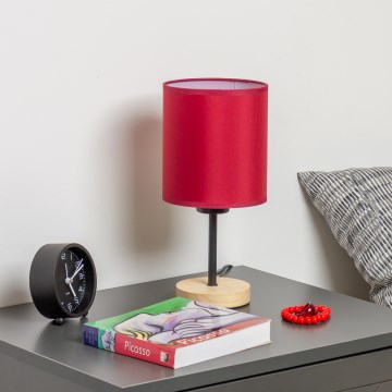 Brilagi - Настільна лампа NUBILA WOOD 1xE27/25W/230V дуб/помпейський червоний