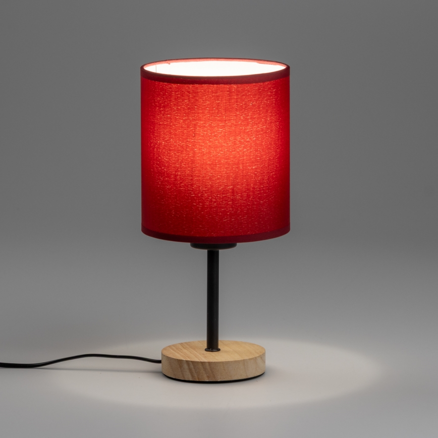 Brilagi - Настільна лампа NUBILA WOOD 1xE27/25W/230V дуб/помпейський червоний