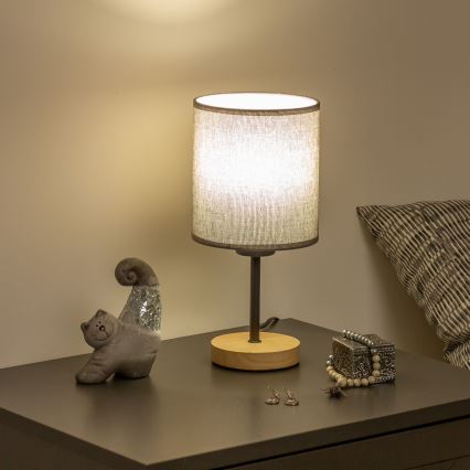 Brilagi - Настільна лампа NUBILA WOOD 1xE27/25W/230V дуб/сірий