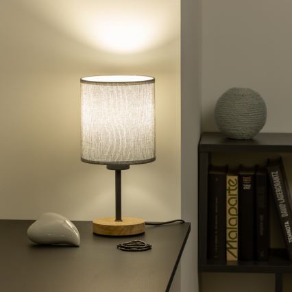 Brilagi - Настільна лампа NUBILA WOOD 1xE27/25W/230V дуб/сірий