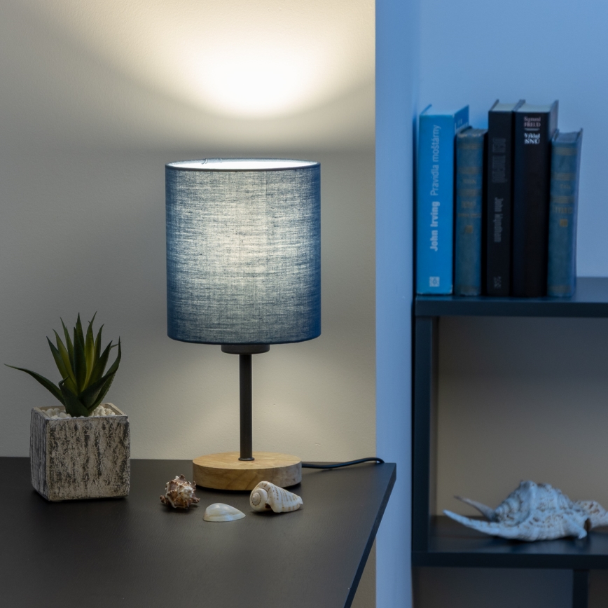 Brilagi - Настільна лампа NUBILA WOOD 1xE27/25W/230V дуб/темно-синій
