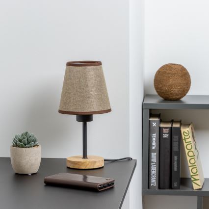 Brilagi - Настільна лампа NUBILA WOOD 1xE27/25W/230V дуб/коричневий