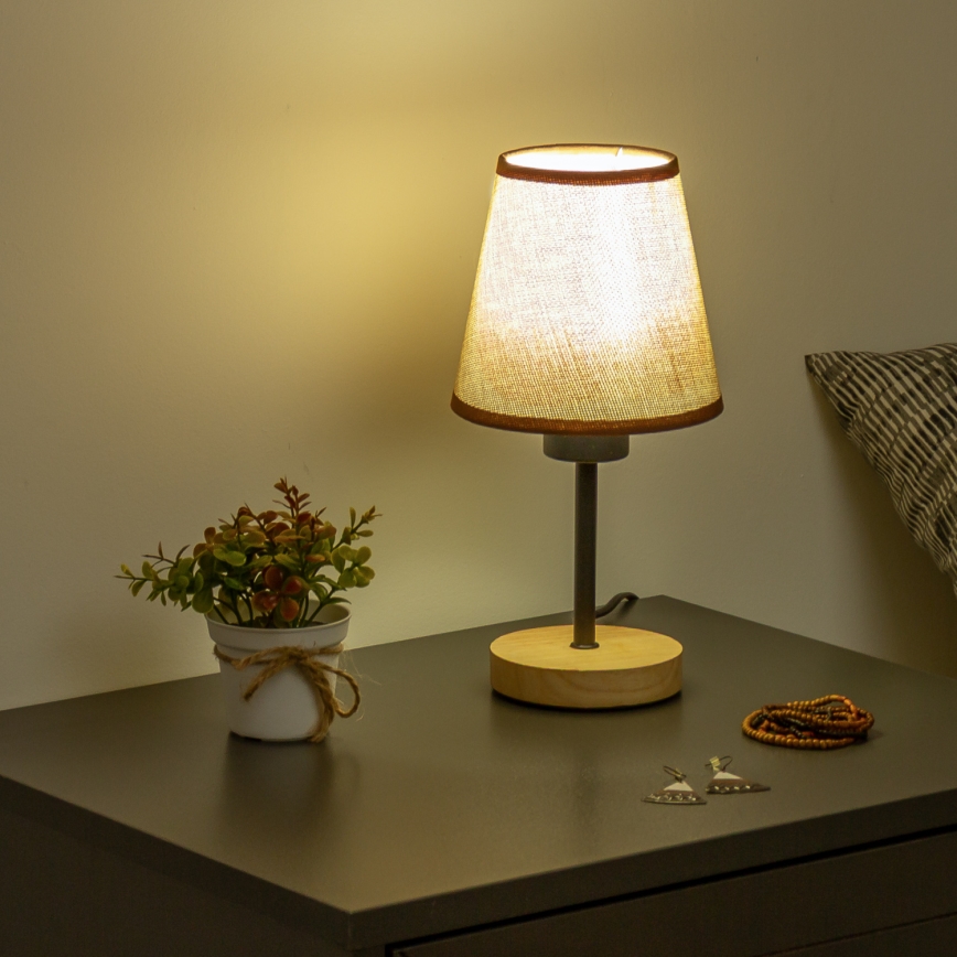 Brilagi - Настільна лампа NUBILA WOOD 1xE27/25W/230V дуб/коричневий