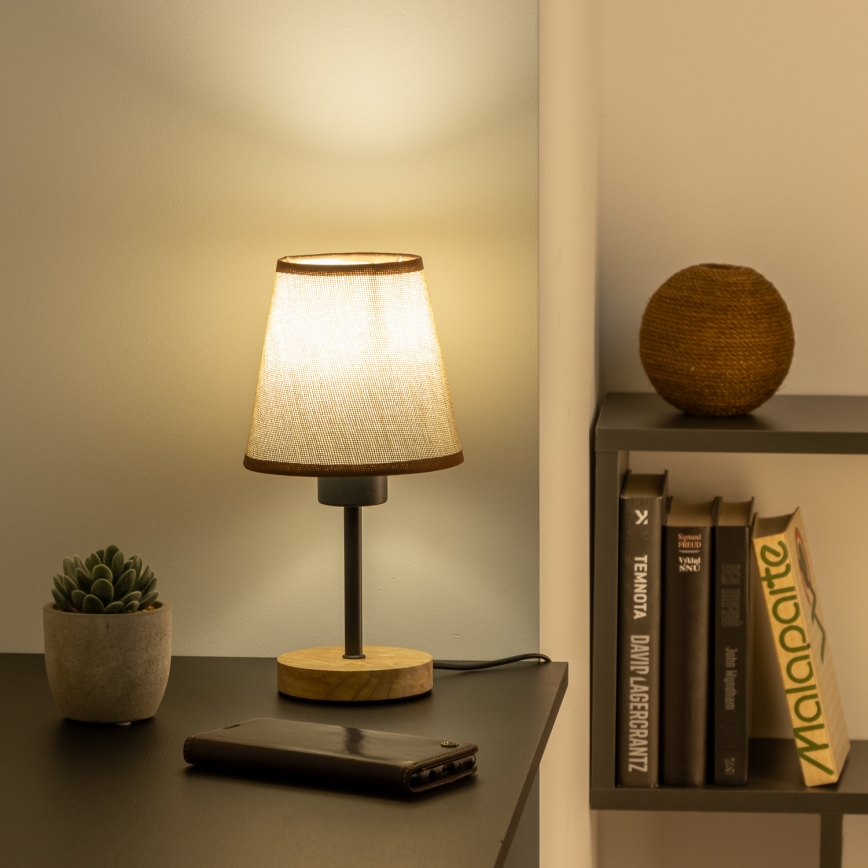 Brilagi - Настільна лампа NUBILA WOOD 1xE27/25W/230V дуб/коричневий