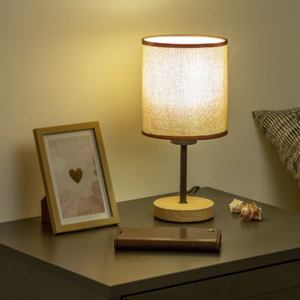 Brilagi - Настільна лампа NUBILA WOOD 1xE27/25W/230V дуб/коричневий