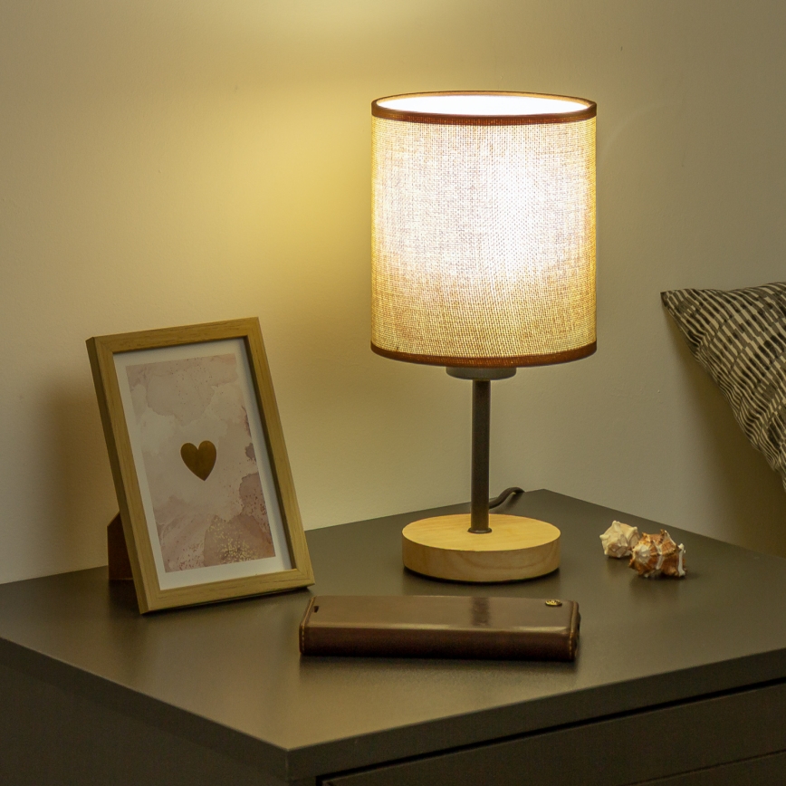 Brilagi - Настільна лампа NUBILA WOOD 1xE27/25W/230V дуб/коричневий