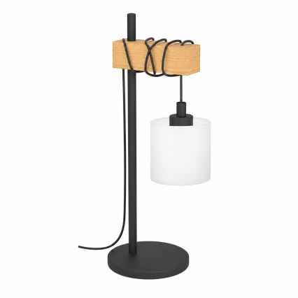 BRILAGI - Настільна лампа WOOD GLASS 1xE27/40W/230V коричнева/чорна/біла