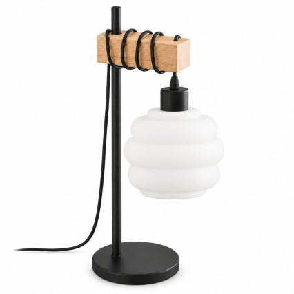 BRILAGI - Настільна лампа WOOD GLASS 1xE27/40W/230V коричнева/чорна/біла