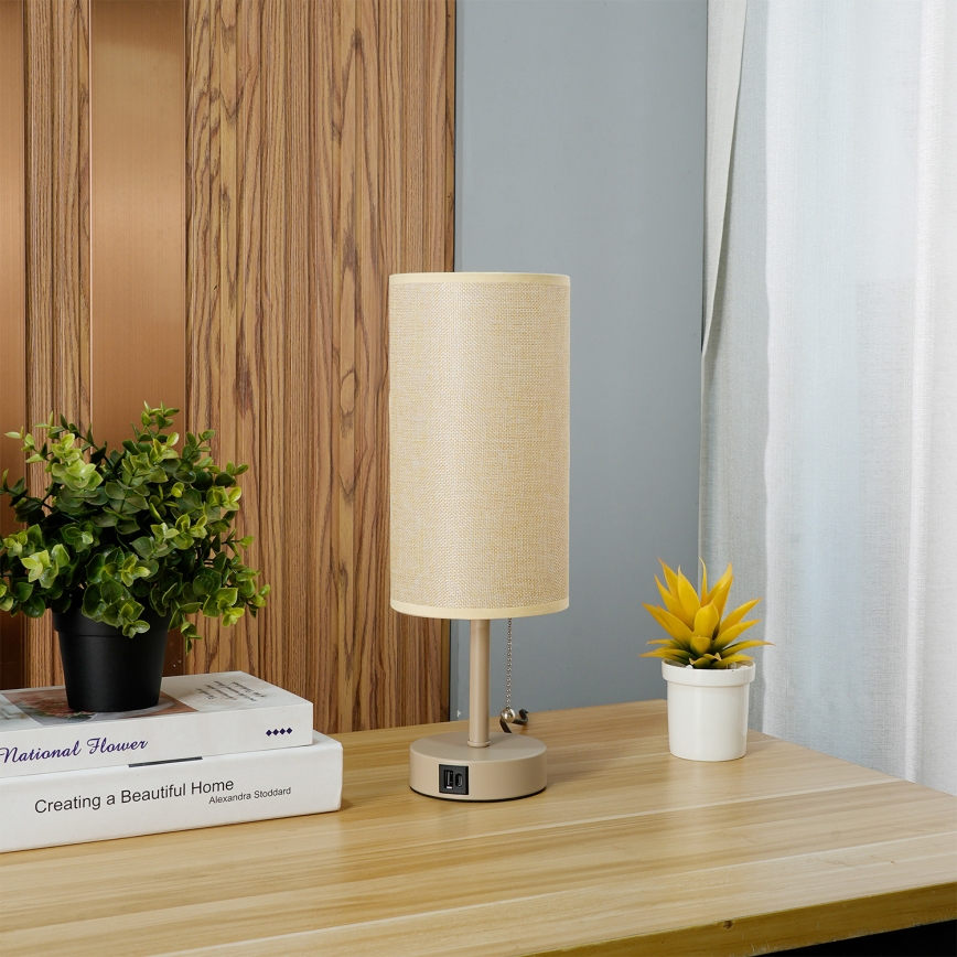 Brilagi - Настільна лампа з USB-портом TABLON 1xE27/25W/230V бежева