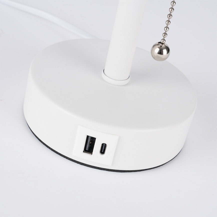Brilagi - Настільна лампа з USB-портом TABLON 1xE27/25W/230V біла/бежева