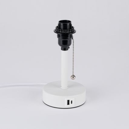 Brilagi - Настільна лампа з USB-портом TABLON 1xE27/25W/230V біла/бежева