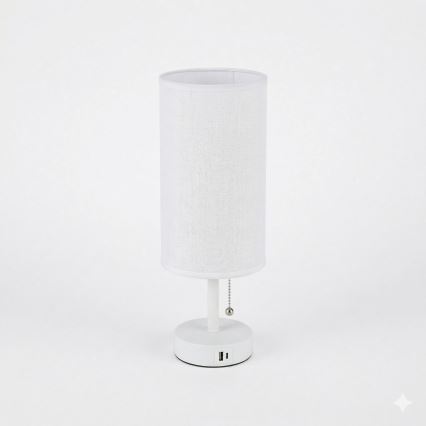 Brilagi - Настільна лампа з USB-портом TABLON 1xE27/25W/230V біла