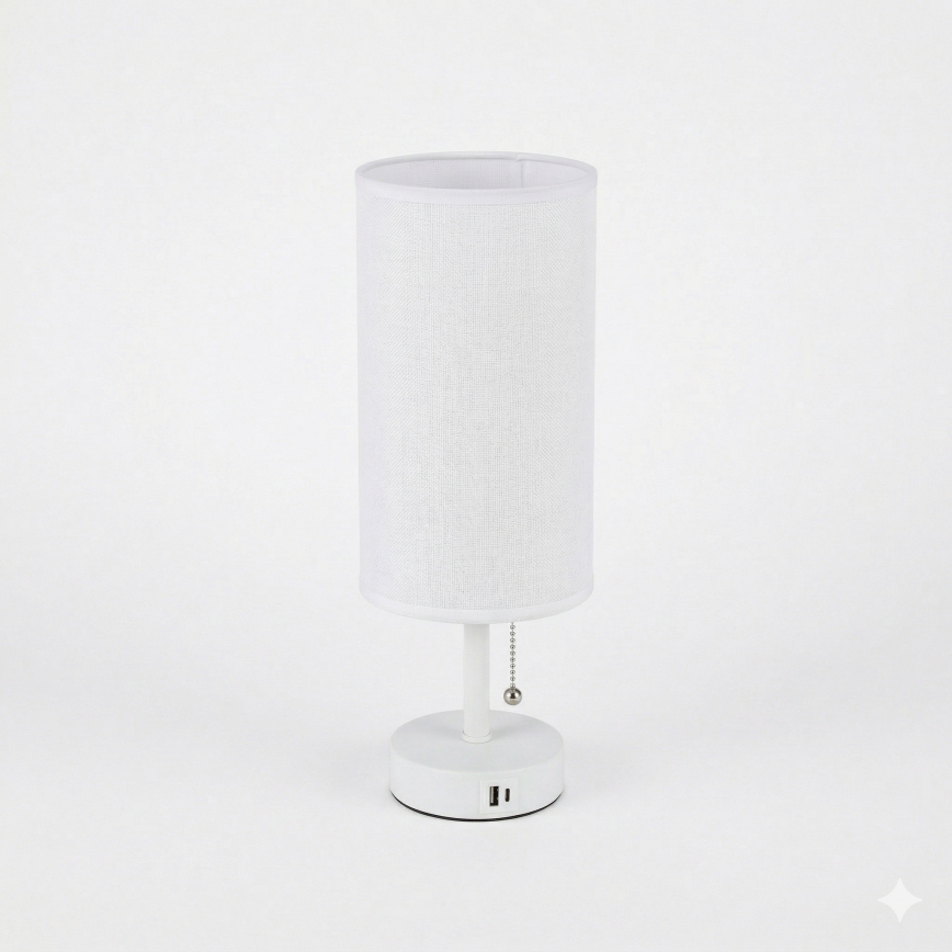 Brilagi - Настільна лампа з USB-портом TABLON 1xE27/25W/230V біла