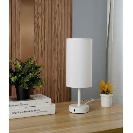 Brilagi - Настільна лампа з USB-портом TABLON 1xE27/25W/230V біла