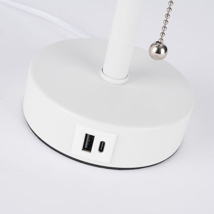 Brilagi - Настільна лампа з USB-портом TABLON 1xE27/25W/230V біла