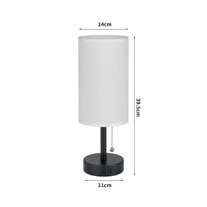 Brilagi - Настільна лампа з USB-портом TABLON 1xE27/25W/230V чорна/біла
