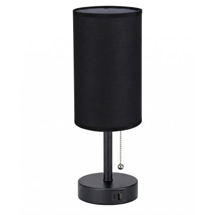 Brilagi - Настільна лампа з USB-портом TABLON 1xE27/25W/230V чорна