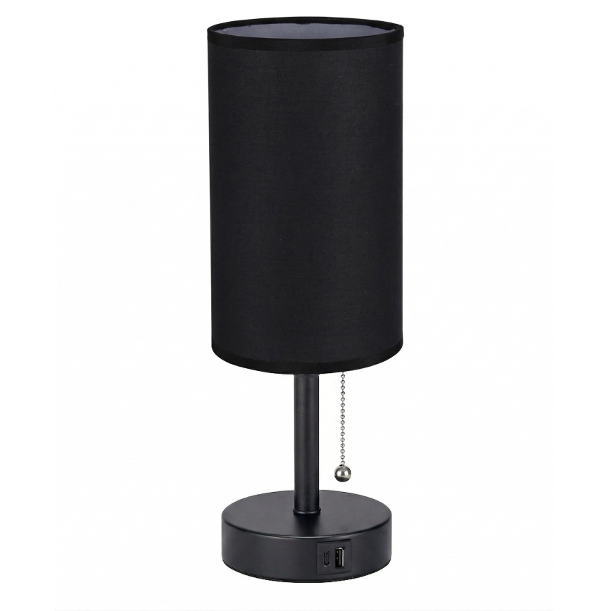 Brilagi - Настільна лампа з USB-портом TABLON 1xE27/25W/230V чорна