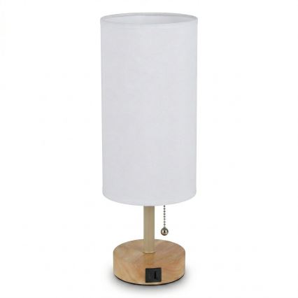 Brilagi - Настільна лампа з USB-портом TABLON 1xE27/25W/230V дуб/бежевий/білий